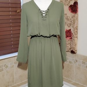 Pullover dress with front lattice detail